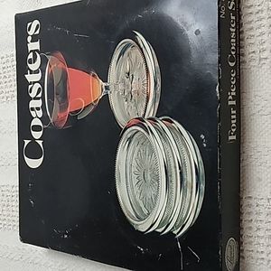 Vintage 4 Piece Coasters Leonard Silver MFG a Towle Silver Company in packaging
